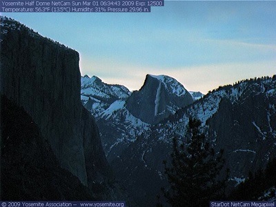 Captured from the Yosemite Association webcams, an avalanche down the face of Half Dome in Yosemite National Park.