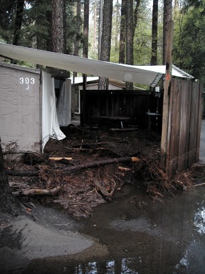 Debris from the May 16th flood in Yosemite Valley washed up in one of the tents in Housekeeping Camp. Photo by Ambitious Wench