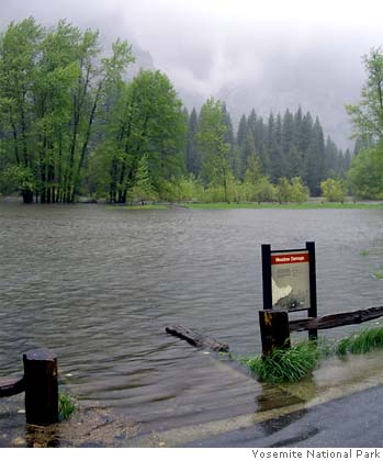 Yosemite National Park closed due to flooding.