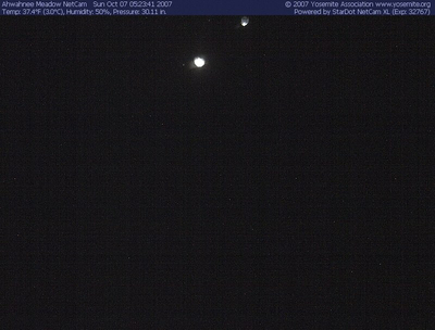 Photo: Moonrise from Yosemite Association Webcam sent in by Jorma @ halfdome.net