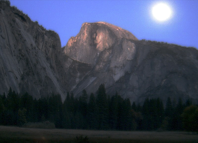 Photo: Moonrise over Half Dome captured by Yosemite Association webcam at Ahwahnee Meadow. Photo: Moonrise over Half Dome captured by Yosemite Association webcam at Ahwahnee Meadow.