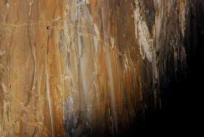 Photo: Swimming in a sea of granite - climbing the face of El Capitan. Photo by Andy Kirkpatrick. Photo: Swimming in a sea of granite - climbing the face of El Capitan. Photo by Andy Kirkpatrick.