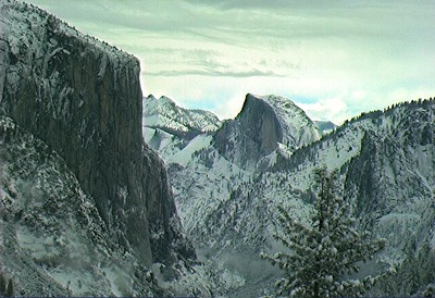 Photo: Half Dome, El Capitan and Yosemite Valley from Turtleback Dome above Highway 41 into Yosemite Valley. Photo courtesy of Yosemite Association Webcam.